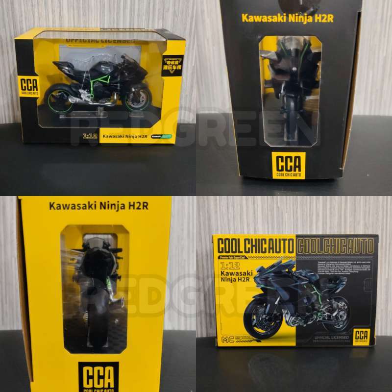 mainan anak diecast cca kawasaki ninja h2r hitam diecast