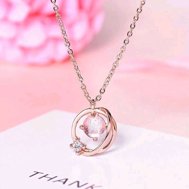 Mario Iced Out Pendant Kalung Wanita Rantai Liontin Kristal Planet