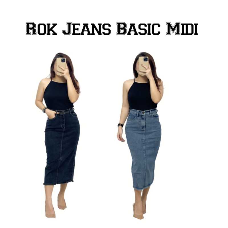 Jual Rok Jeans Basic Midi Bawahan Wanita Snow Black Di Seller Argoolshop Pademangan Timur Kota Jakarta Utara Blibli