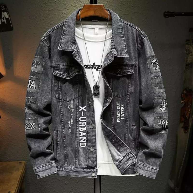 Uli Olshop Jaket Denim Pria Sandwash Jaket Jeans Premium Distroy A401
