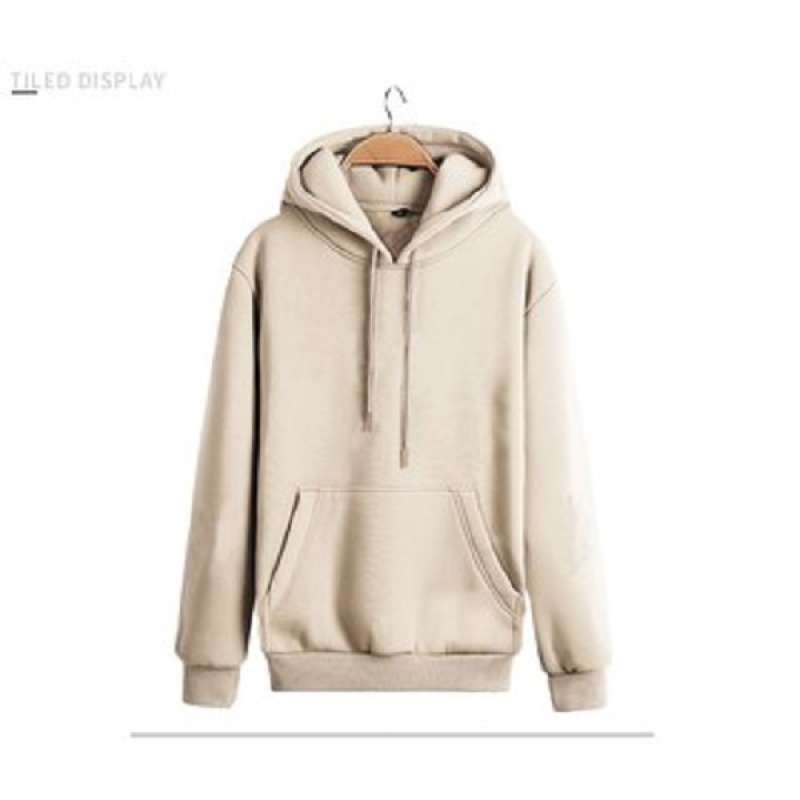 JAKET HOODIE SWEATER PRIA WANITA WARNA CREAM POLOS