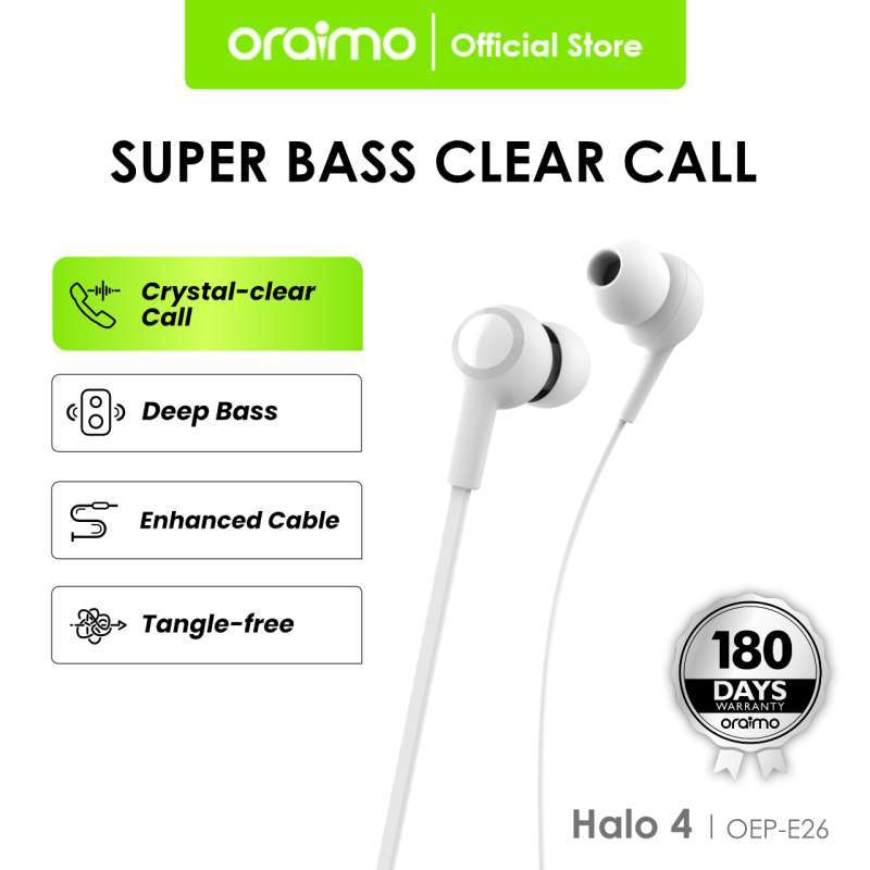 Promo Oraimo Wired Headset Halo 4 Super Bass In Ear Earphone