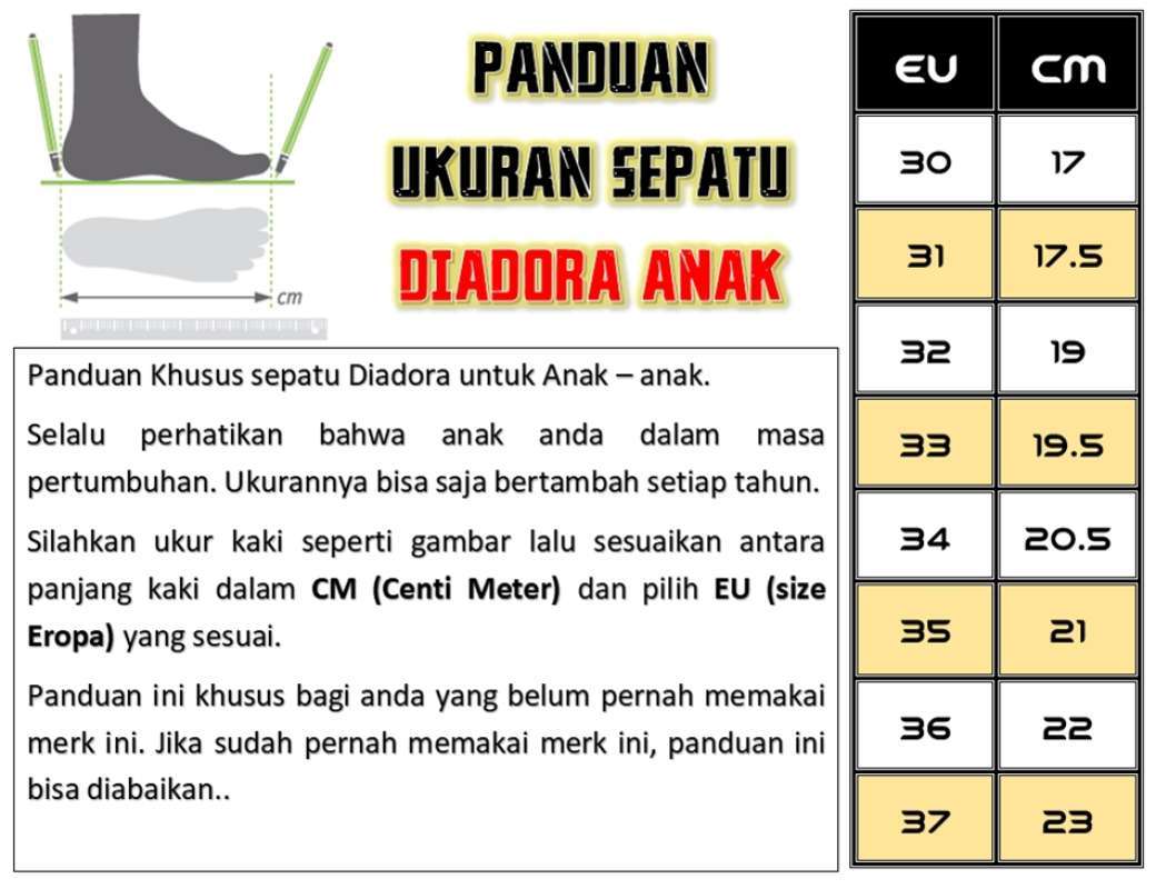 Size sepatu discount diadora