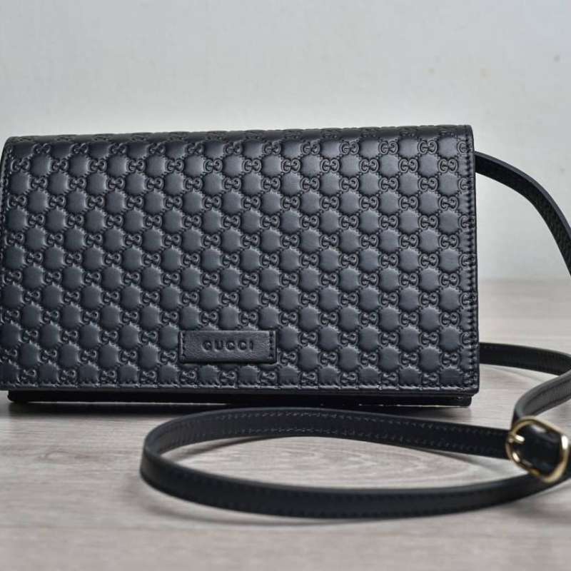 Jual GUCCI MICROGUCCISSIMA CROSSBODY WALLET BLACK WOC di Seller