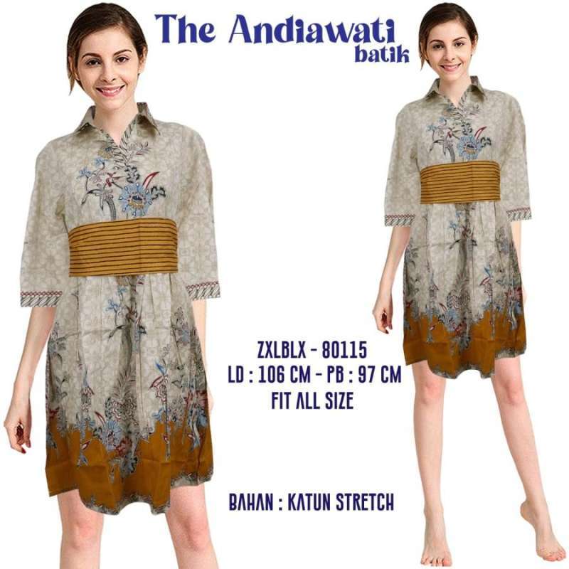Jual Dress Batik Modern Wanita Flare Murah Grosir di Seller Ria