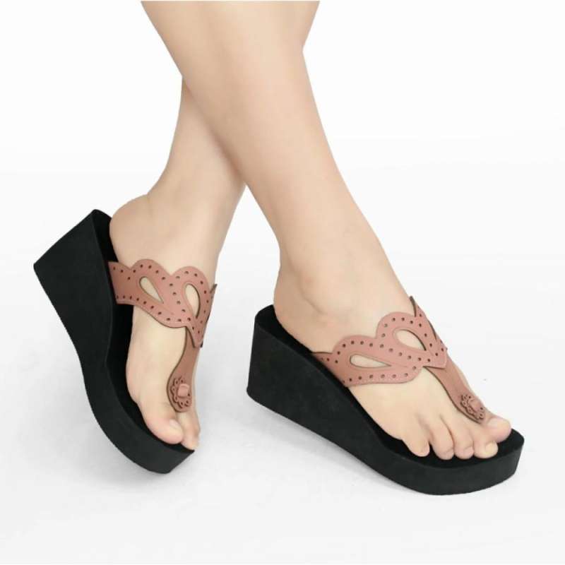 Promo Wedges 5cm Dandal platform Wanita Murah Casual slip sandal