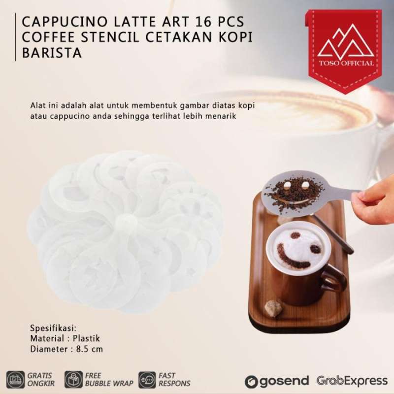 Cappucino Latte Art 16 pcs Coffee Stencil Cetakan Kopi Barista