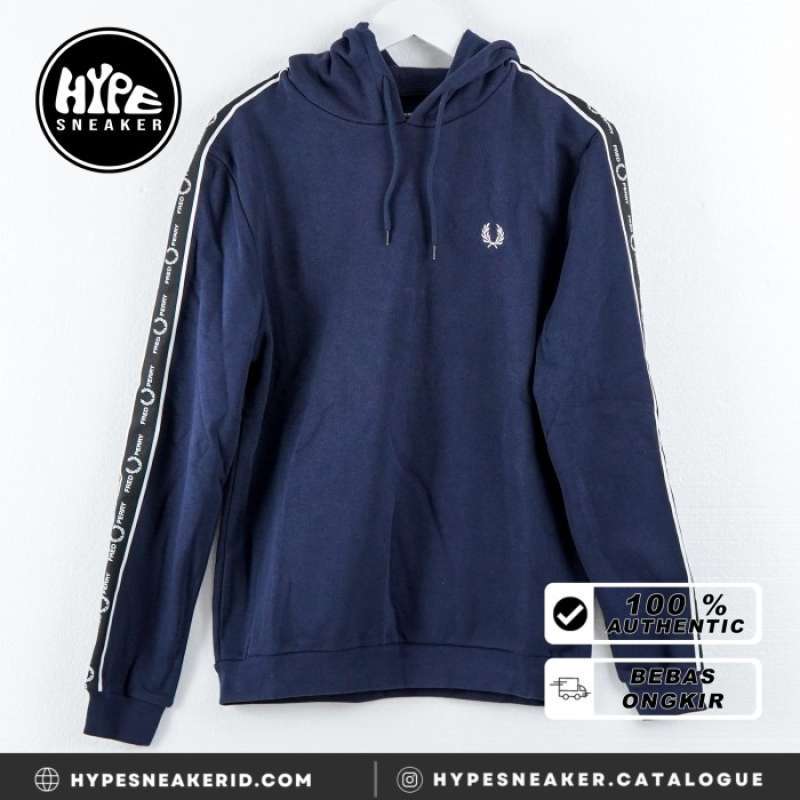 Jual Jaket FRED PERRY LOGO WHITE NAVY ZIP JACKET 100 ORIGINAL