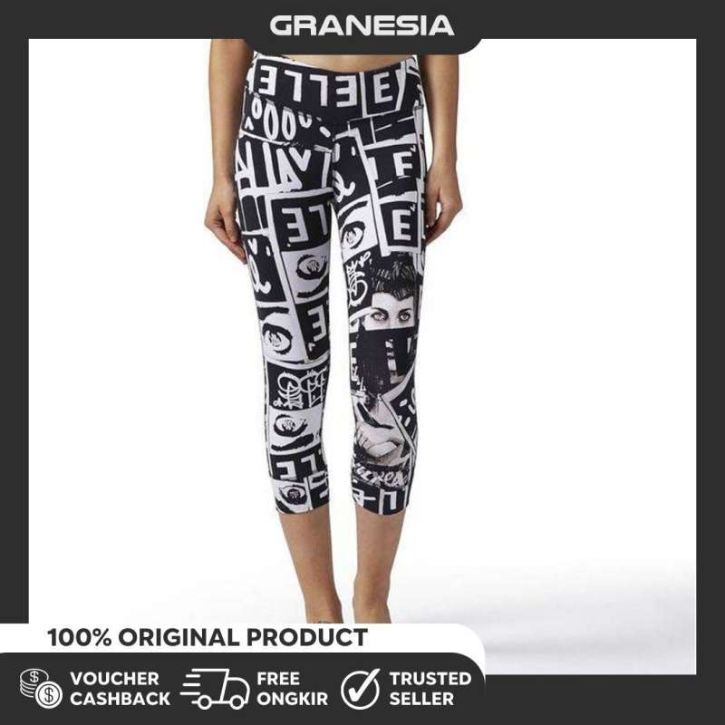Promo Reebok Elle Print 3 4 Legging BR2771 Celana Olahraga Fitness