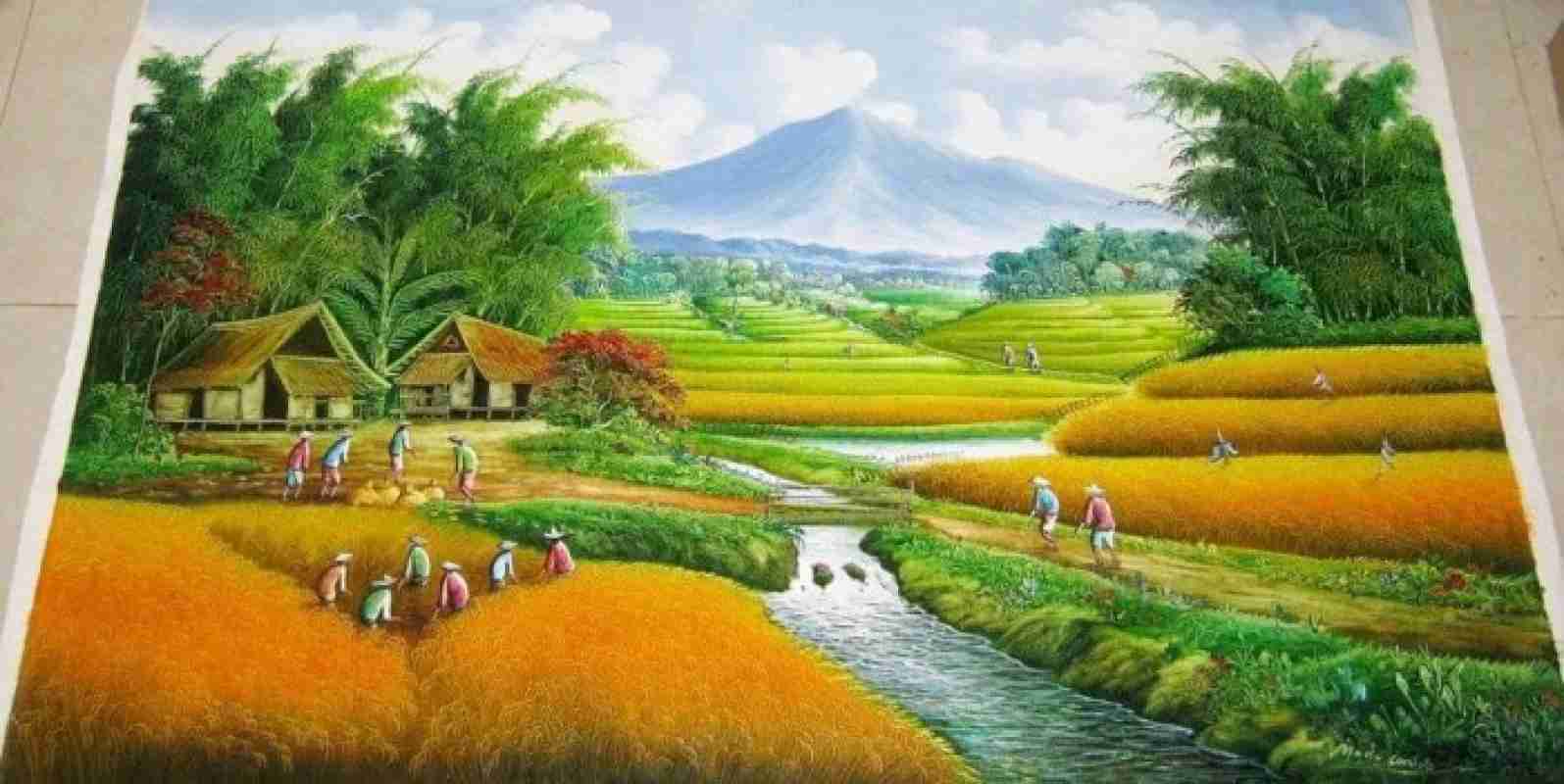 Gambar Pemandangan Gunung Dan Sawah