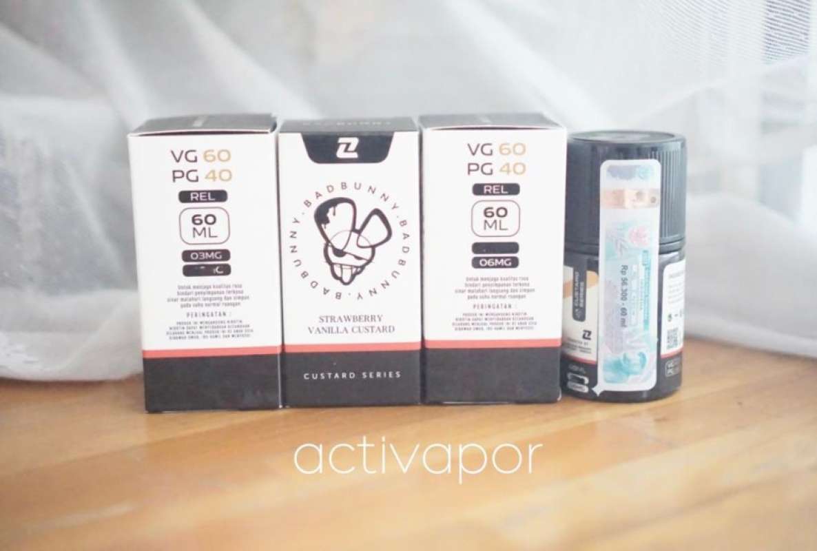 Jual Badbunny Strawberry Vanilla Custrad 3mg 6mg 60ml Liquid Vape Bad Bunny  - 3mg Di Seller Activapor - Kalideres, Kota Jakarta Barat | Blibli