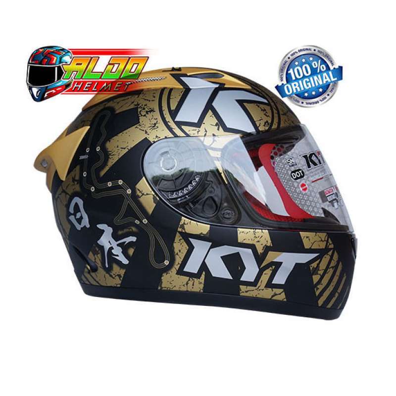 Promo Helm Kyt Rc 7 Motif 17 Black Doff Gold Helm Terlaris