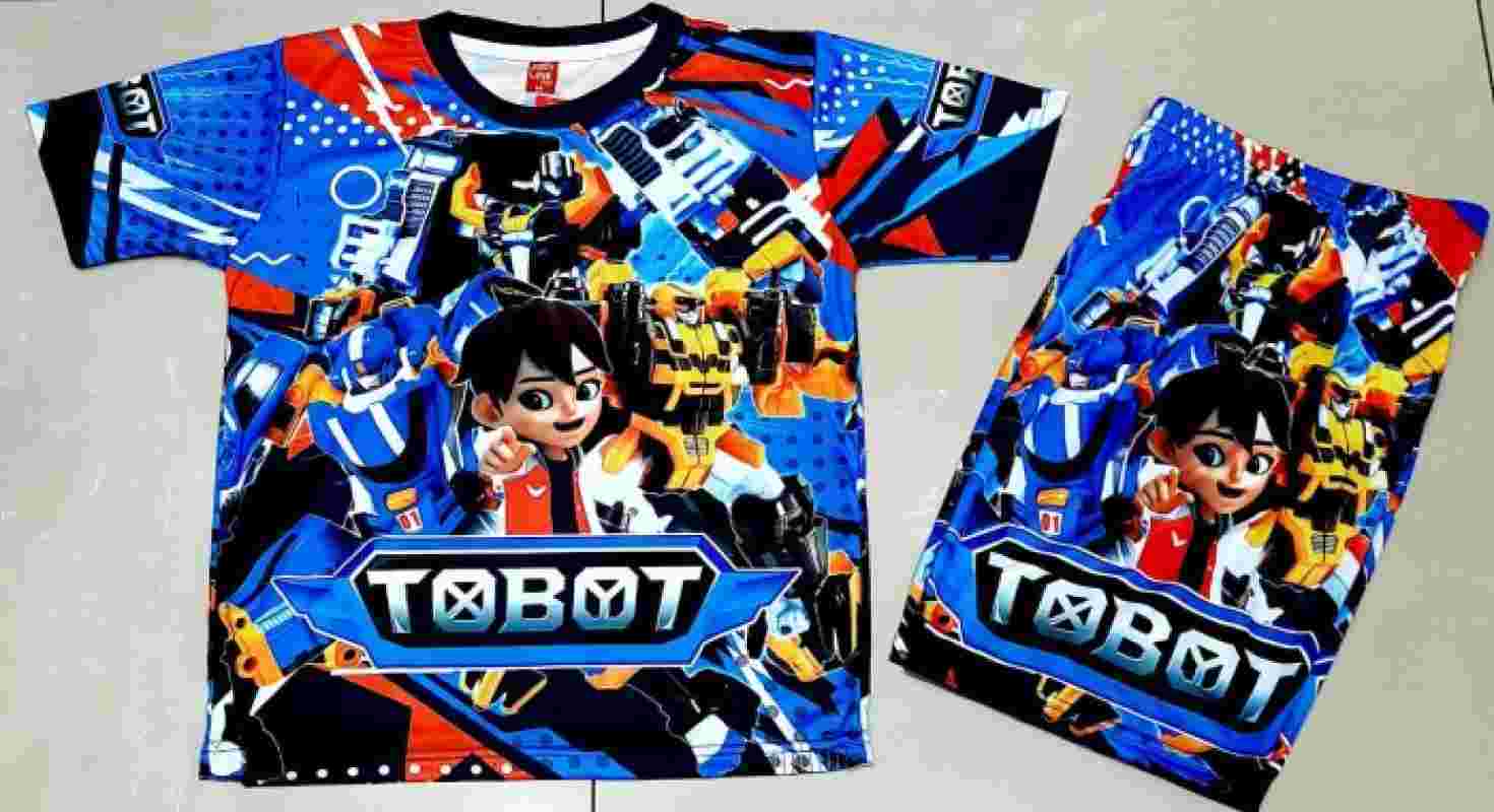Promo Setelan tobot anak laki laki baju tobot full printing tobot