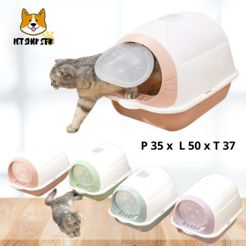 CAT LITTER BOX TOILET BAK PASIR KUCING BESAR TERTUTUP PINTU OTOMATIS