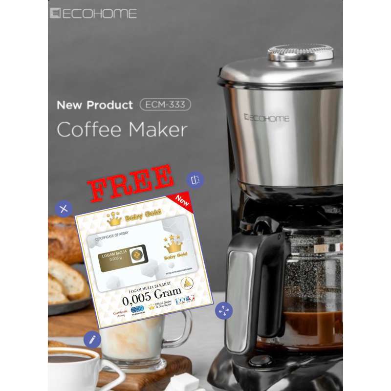 Ecohome Coffee Maker ECM-333 Low Watt Mesin Pembuat Kopi Dan Teh