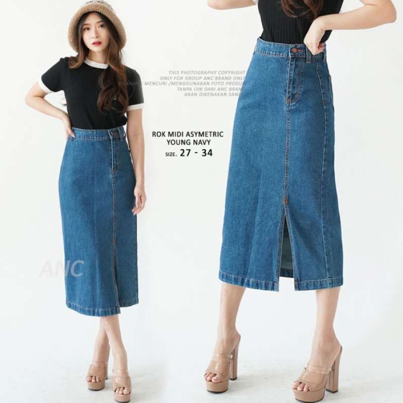 Rok jeans midi clearance