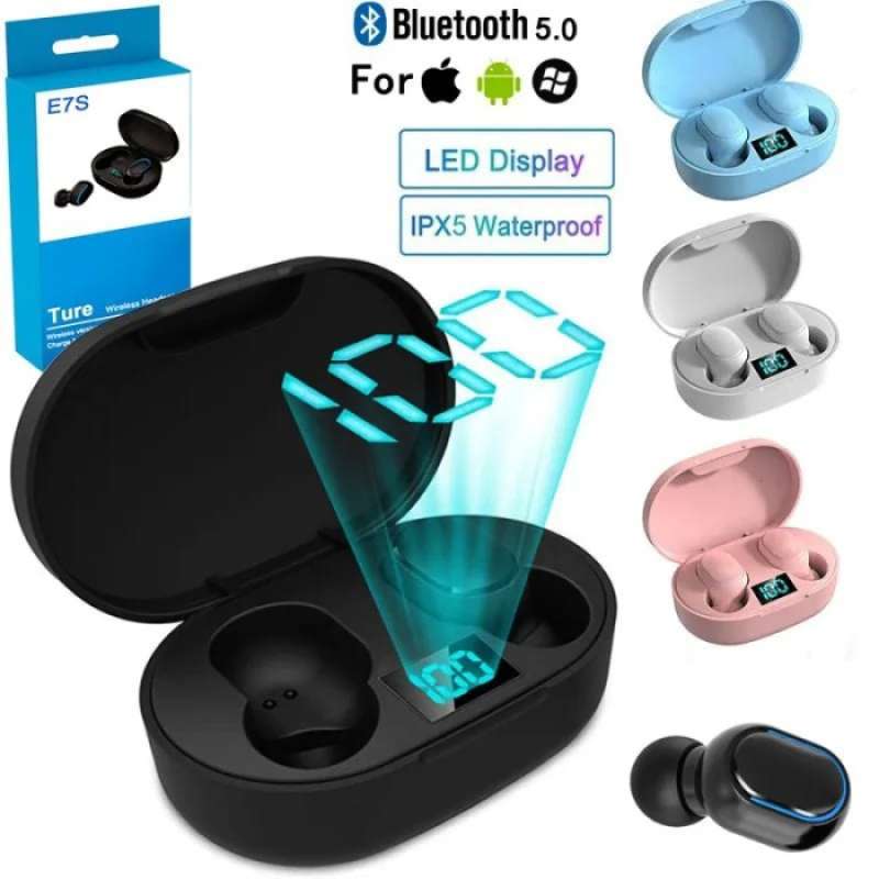 Jual Headset Bluetooth E7S TWS Design Digital dengan Mic Led TWS