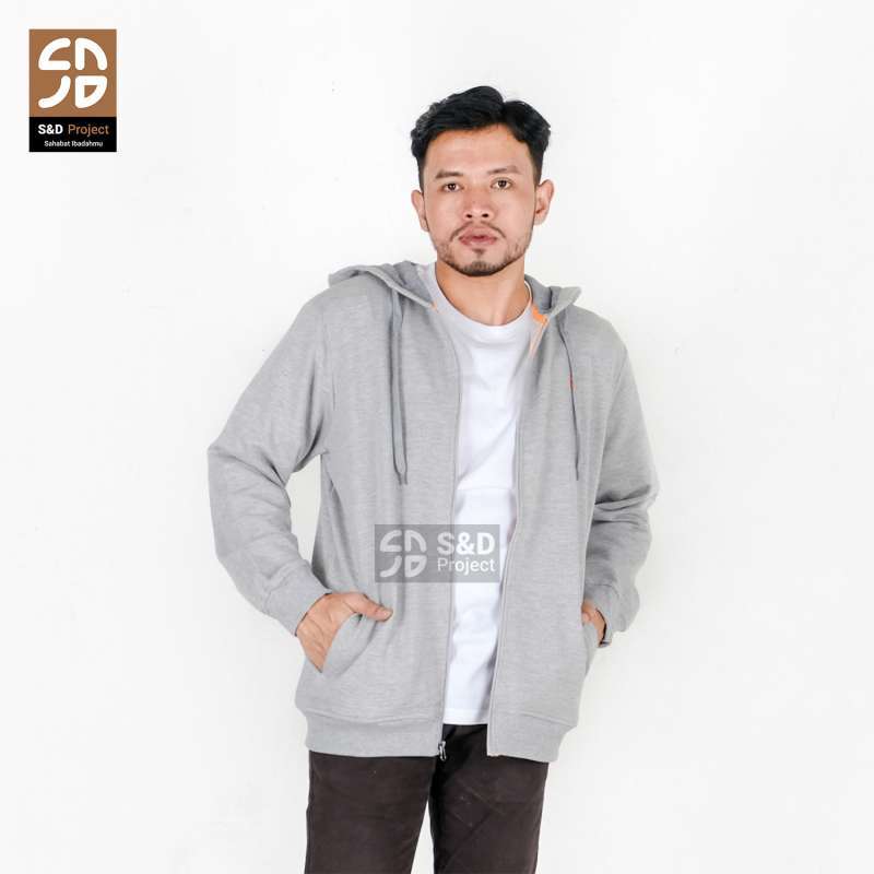 Rivet Aland Jumper Hoodie Resleting M L XL Abu Abu Polos Bahan Babyterry Premium Adem Tebal Sablon Rubber Unisex Pria Wanita Trendy Zipper Kupluk Ori