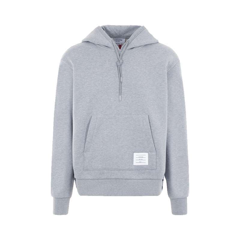 Thom Browne Center Back RWB Stripe Loopback Jersey Knit Hoodie Light Grey