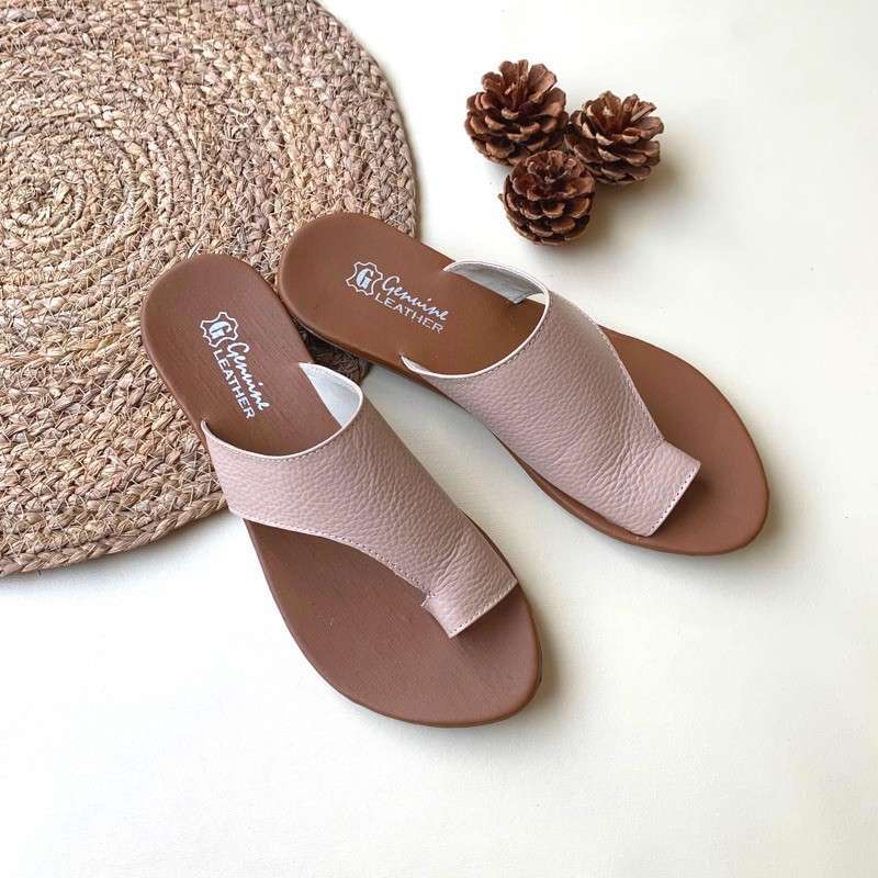 Promo Mivaso Sandal Teplek Kulit Sapi CICI Series 36 Nude Diskon