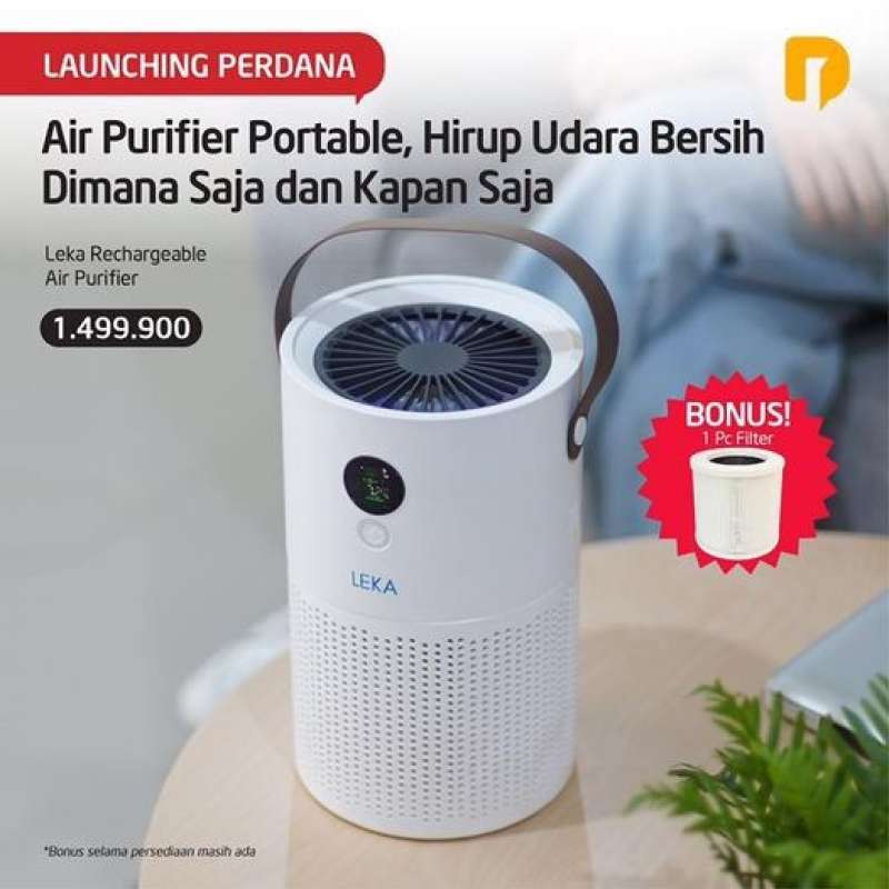 Leka Rechargeable Air Purifier Portable Hepa13 Filter Penyaring Udara