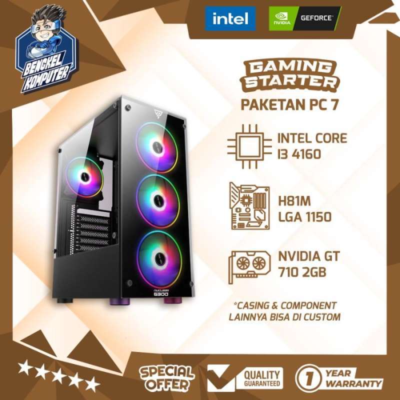 PC GAMING STARTER INTEL i3 4160 GT 710 2GB PC GAMING MURAH