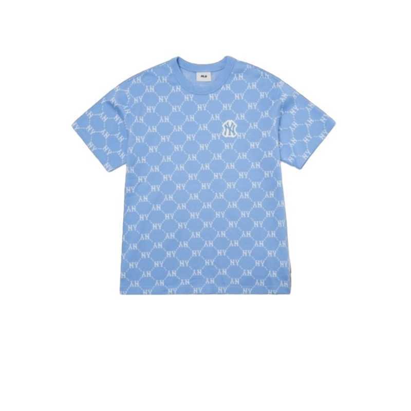 MLB NY YANKEES DIAMOND MONOGRAM JACQUARD BLUE TEE 100% Authentic