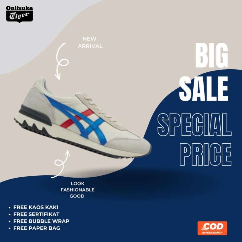 Promo SEPATU ONITSUKA TIGER CALIFORNIA 78 EX CREAM BLUE RED MADE