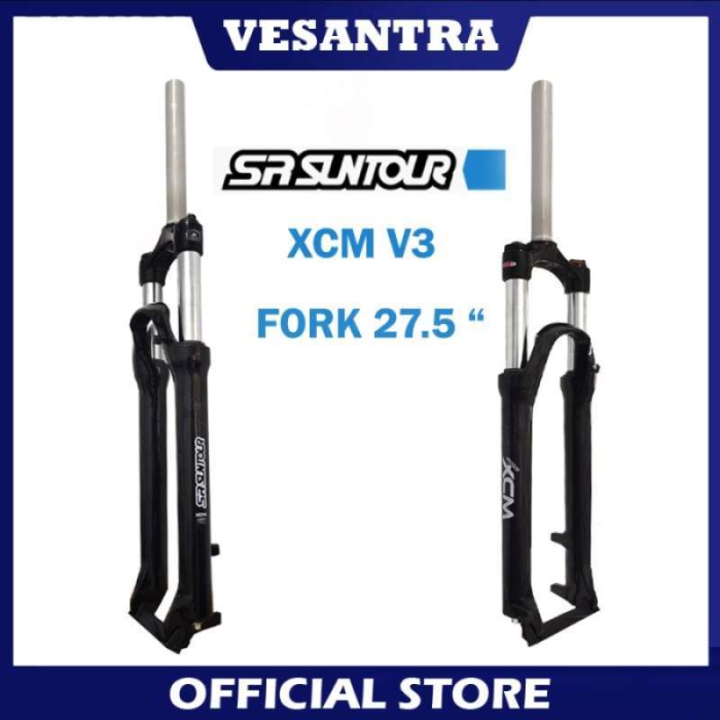 SR SUNTOUR XCM V3 FORK SEPEDA MTB 27.5 INCH SPRING QR LURUS HITAM DANENDRASHOP7