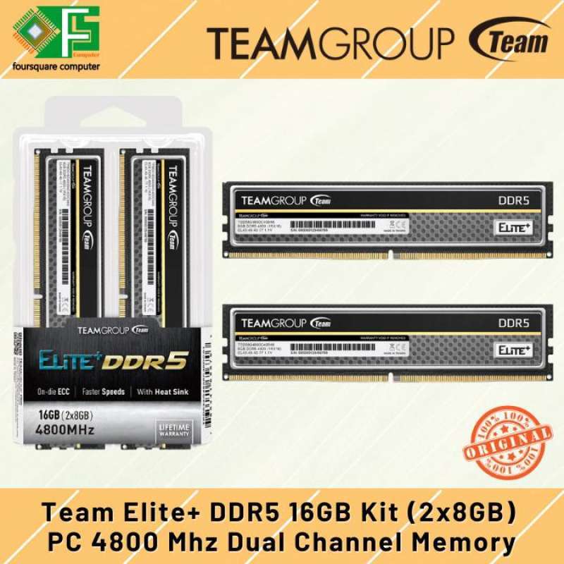Jual Team Elite+ Ddr5 16gb Kit 8gb X Pc 4800 Mhz Dual Channel - Main Image