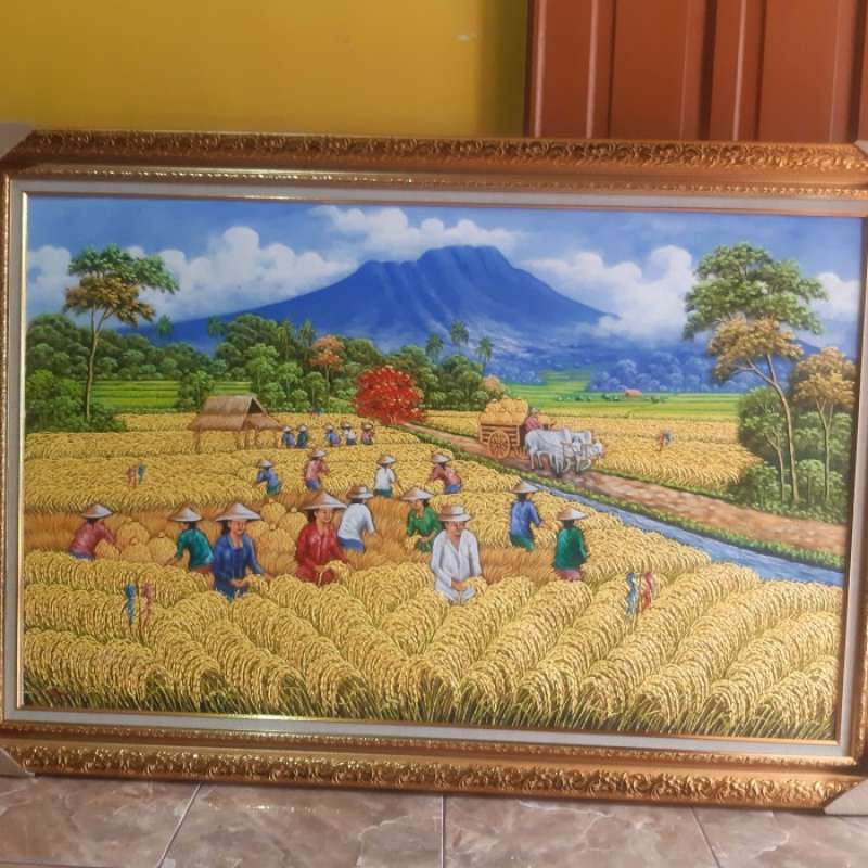 sketsa pemandangan sawah