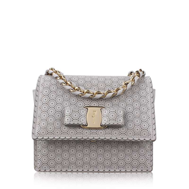 Salvatore Ferragamo Ginny Perforated Bow Crossbody Bag