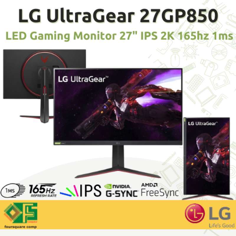 LG UltraGear 27GP850 LED Gaming Monitor 27 Inch IPS 2K 1ms 165Hz G-sync  Pivot Resmi