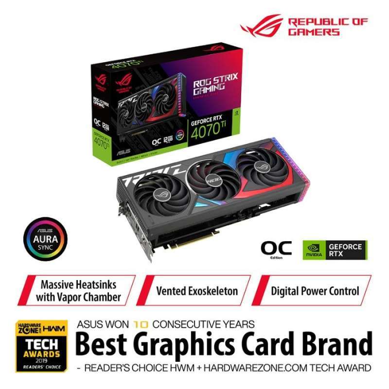 VGA CARD NVIDIA ASUS GEFORCE RTX 4070 TI ROG STRIX 12GB OC GDDR6X