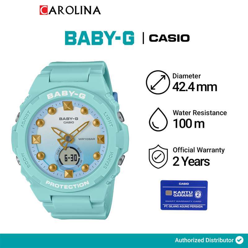 Jam Tangan Wanita Casio Baby G BGA 320 3A Playful Beach Collection Light Blue Dial Turquoise Lagoon Resin Band