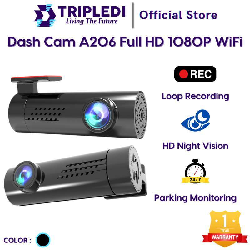 TRIPLEDI Dash Cam A206 WiFi Night Vision Full HD 1080P Kamera Dashboard  Mobil DVR Video Recorder Car Smart Camera Dashcam Auto Loop