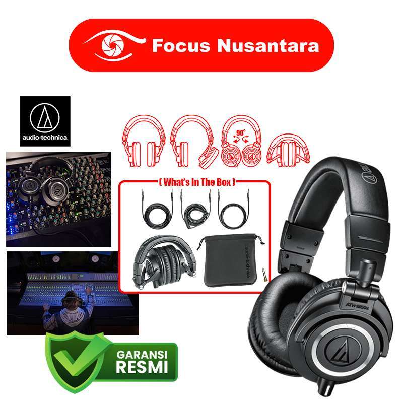 Headset Ath M50 Microphone Jual Focus Nusantara Audio Technica Ath