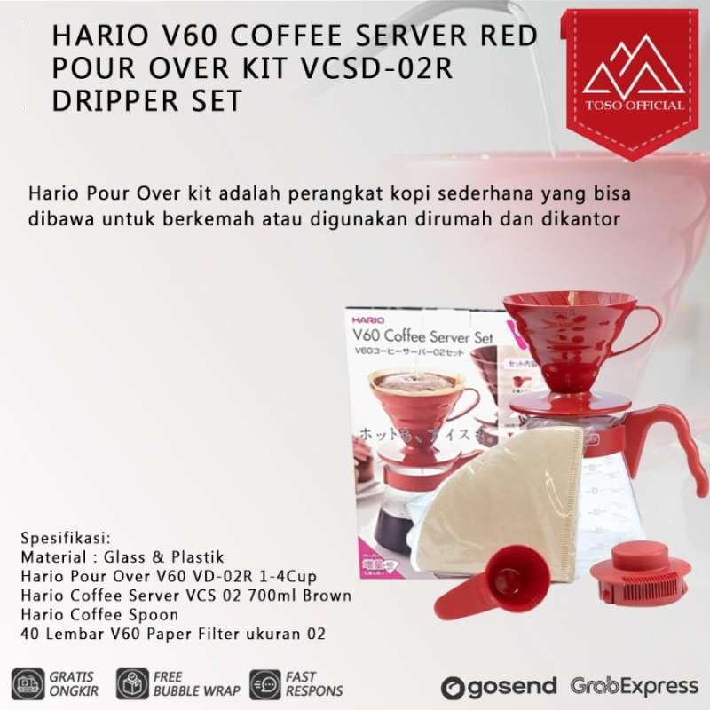 HARIO V60 Coffee Server Red Pour Over Kit VCSD-02R Dripper Set