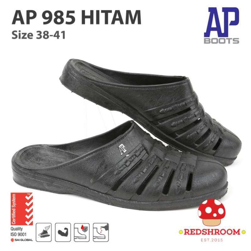 Promo AP Boots Sandal Slop Pria AP 985 Hitam Sandal Slide Original