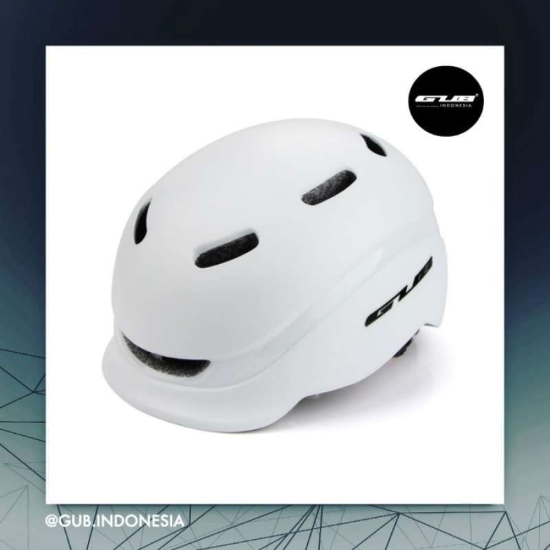 gub city plus bike helmet rear light white helm sepeda berlampu