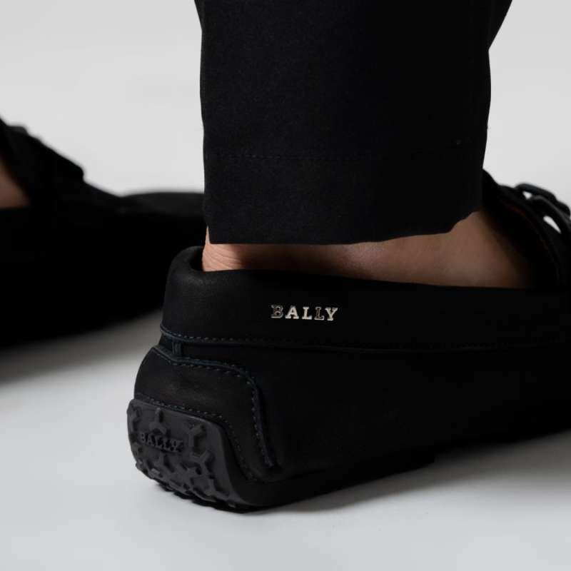 Bally Parsal Leather Drivers Black Calf