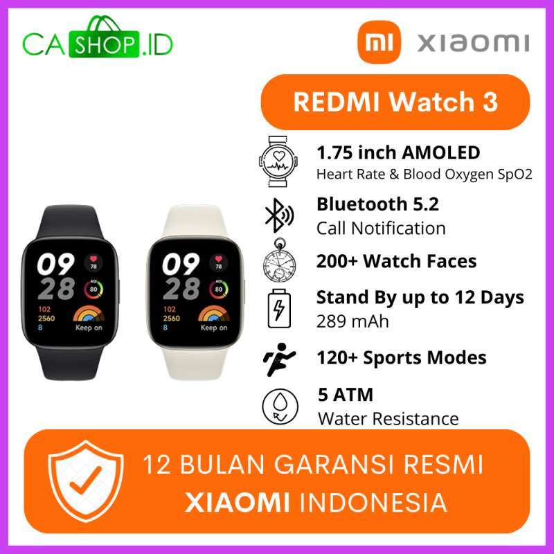 Jual Xiaomi Redmi Watch 3 Bluetooth Call 5 ATM SpO2 GPS Sports