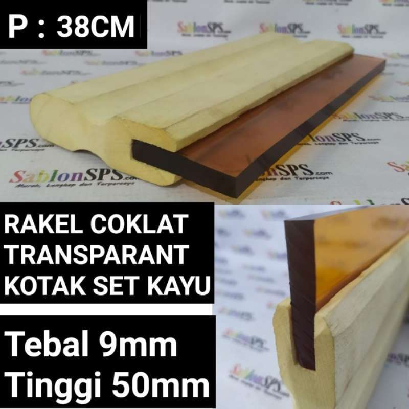 Promo Rakel Sablon Coklat Transparant Kotak 9X50Mm Set Gagang Kayu