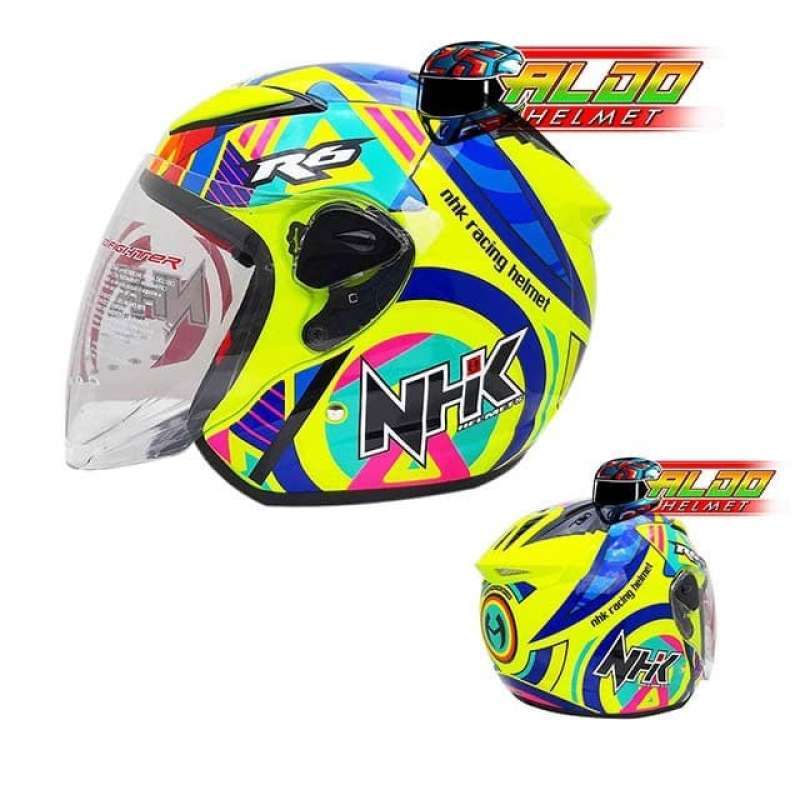 Promo Helm Nhk R6 Motif Pigment Yellow Fluo Half Face Jual Kyt
