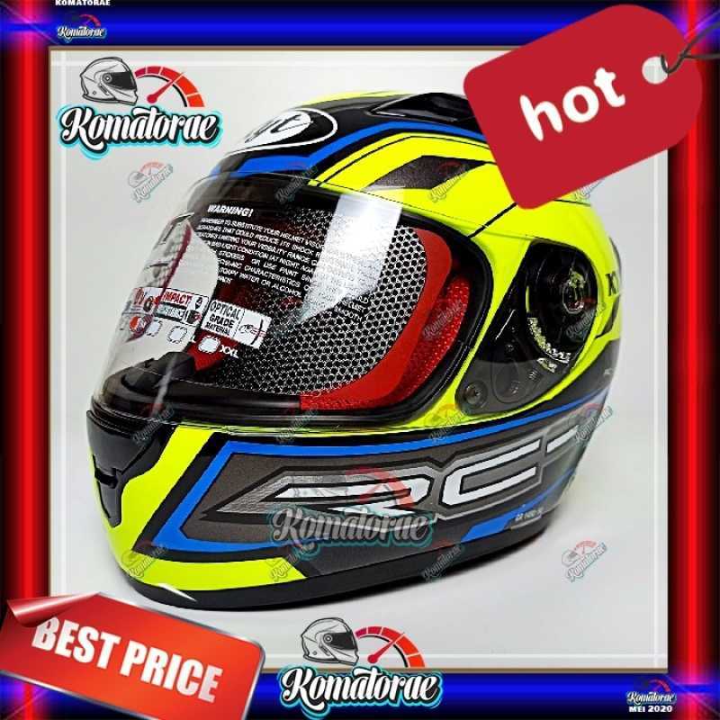 Promo Helm Kyt Rc7 Motif 14 Yellow Fluo Blue Full Face Diskon 23