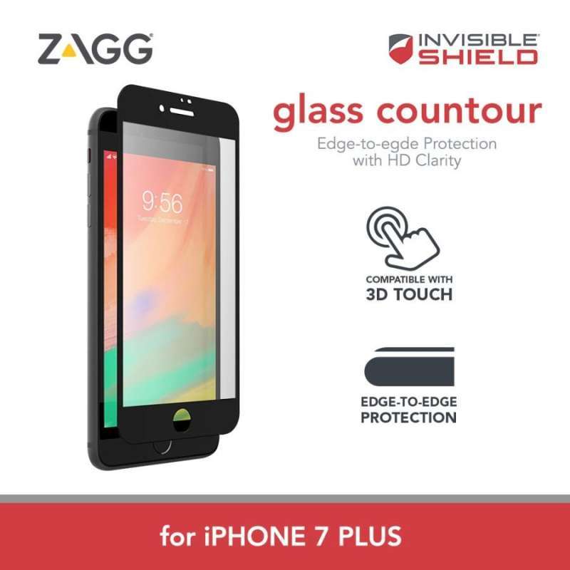 ZAGG INVISIBLE SHIELD GLASS COUNTOUR FOR untuk Iphone PLUS BLACK