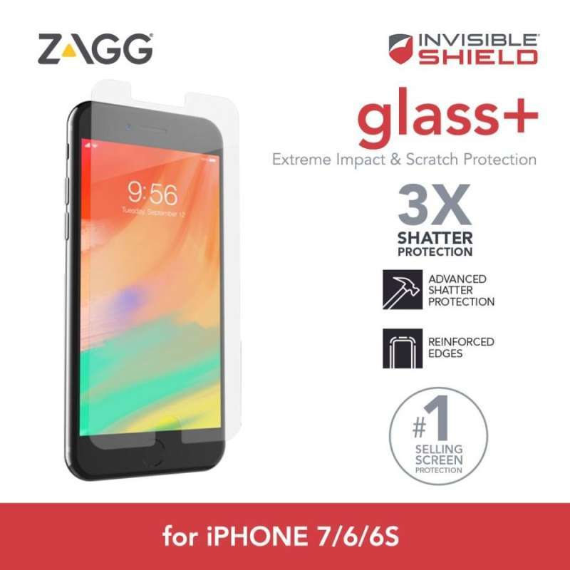 ZAGG INVISIBLE SHIELD GLASS PLUS FOR untuk Iphone 7/6/6S CLEAR