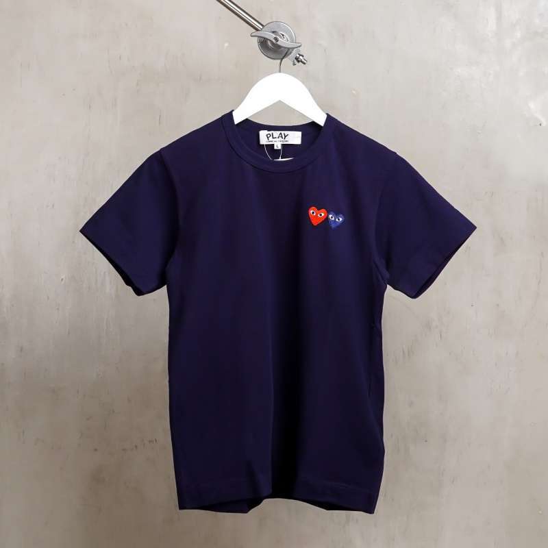 Jual Kaos CDG PLAY DOUBLE HEART NAVY Tshirt 100 ORIGINAL M di