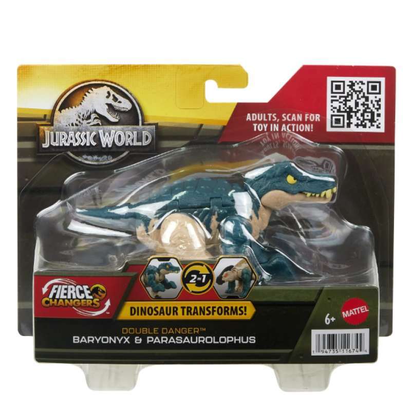 Jurassic World Dinosaur To Dinosaur Transforming Toy Fierce Changers Double  Danger Baryonyx Parasaurolophus HLP05 HLP09