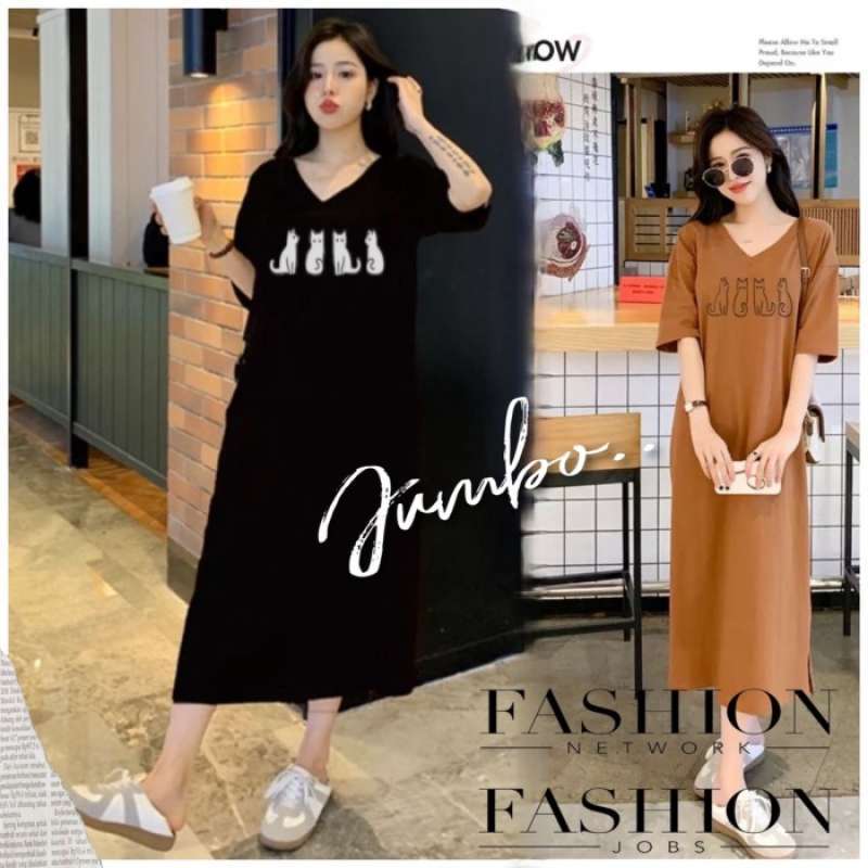 Jual Baju Daster Wanita Kaos Jumbo Long Dress Panjang Isyana di